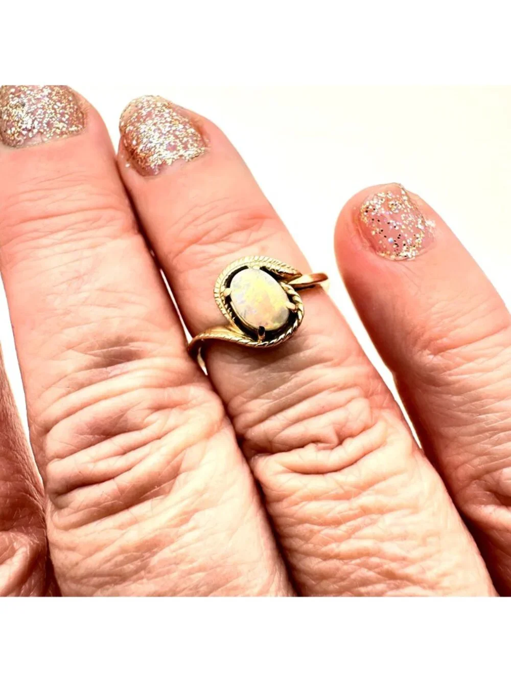 Estate Jewelry Womens Ring 10K Yellow Gold Opal Ring Size 6